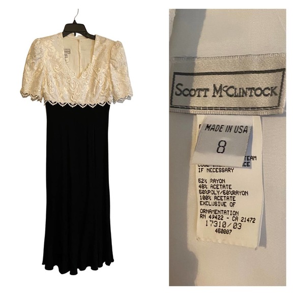 1990s McClintock Victorian White Lace Long Maxi Party Dress / Size Small - Picture 1 of 5